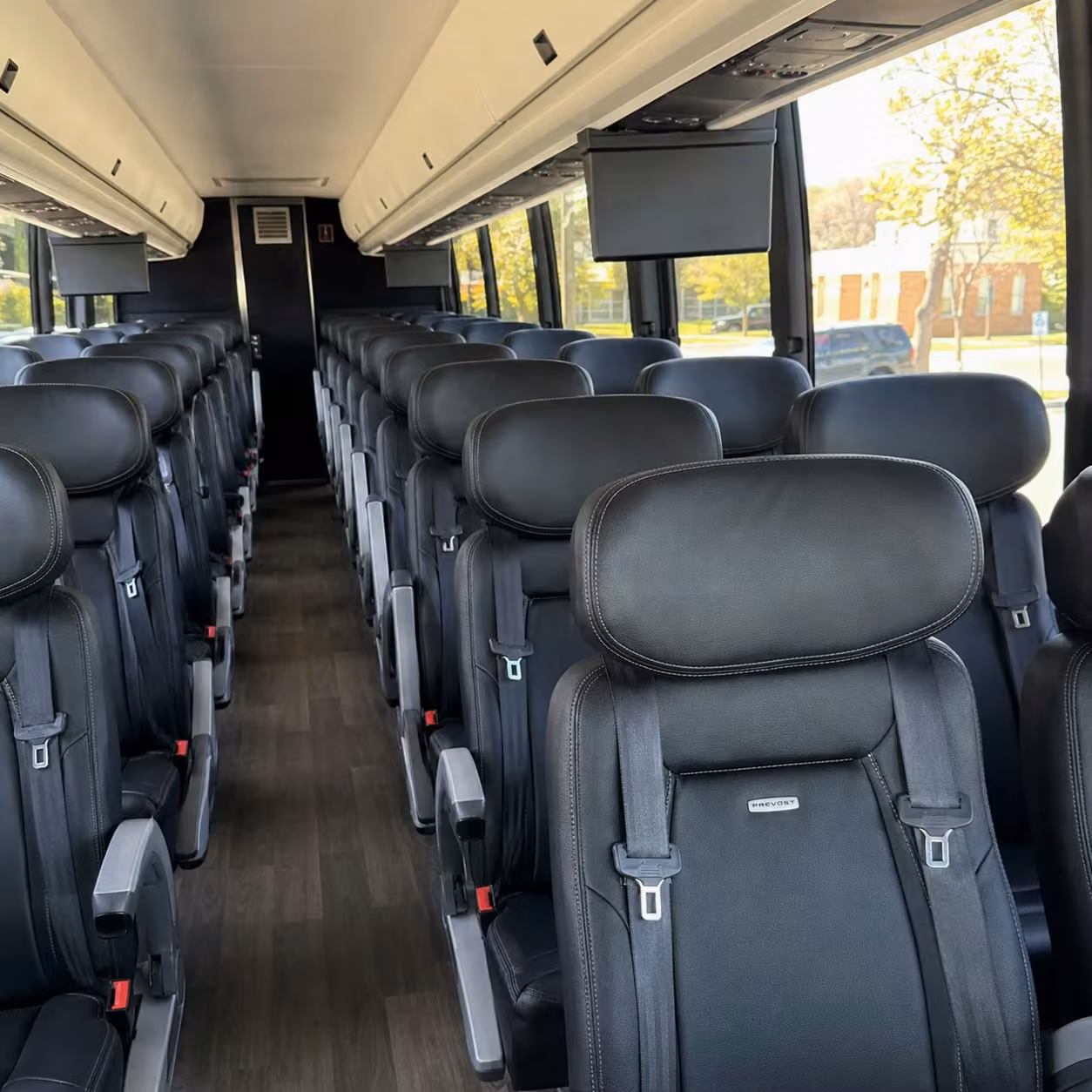 56 passenger charter bus inside